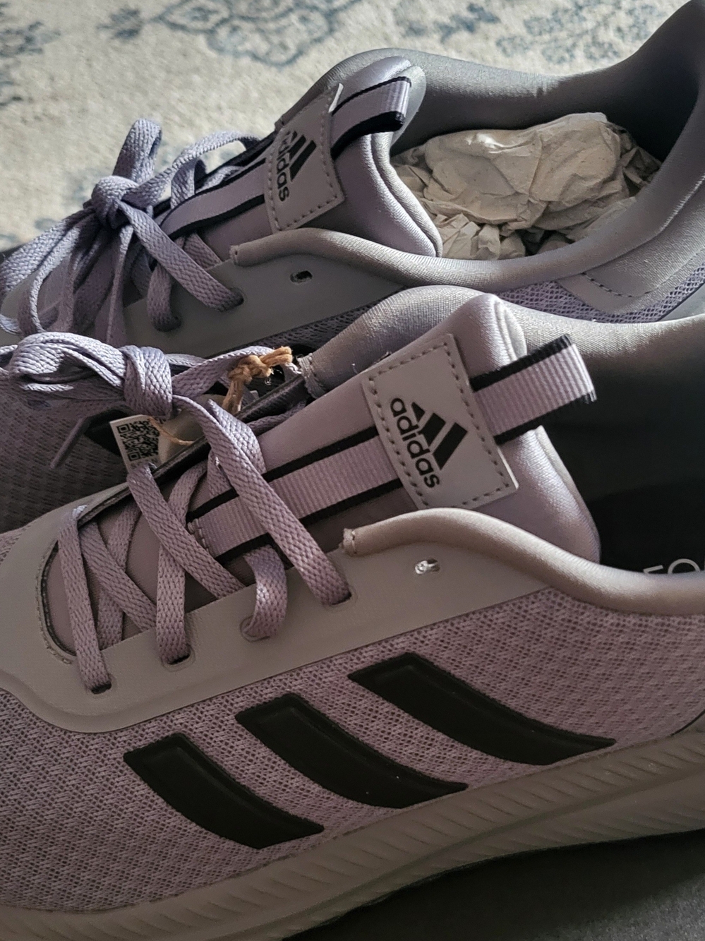 Adidas Lilac Running Shoes with Black Stripes